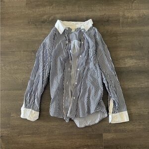 H&M Black and White Striped Button Down Shirt